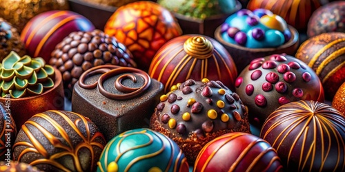 Luxurious Artisan Organic Chocolates: Intricate Designs & Vibrant Colors
