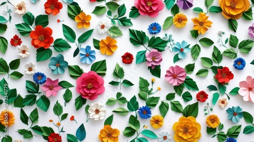 Paper Flowers, White Background, Spring, Design