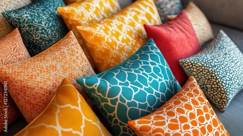 Colorful patterned pillows sofa home decor