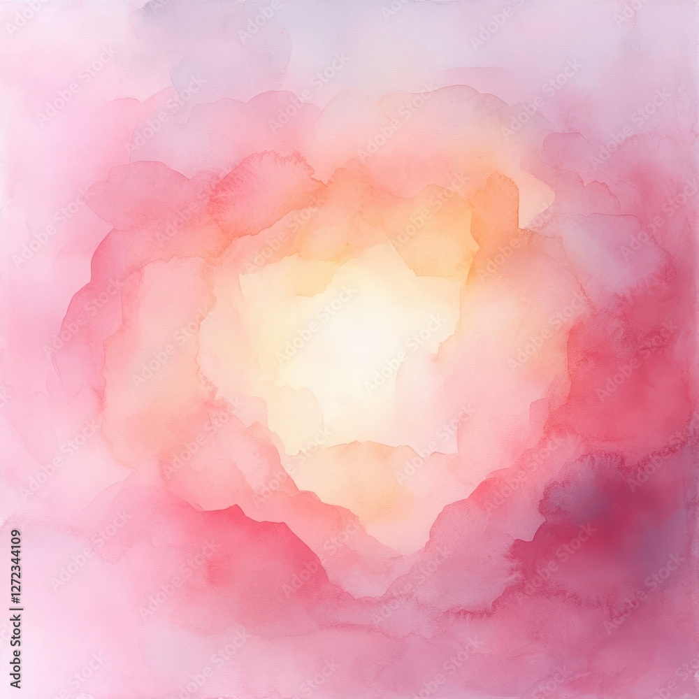 Fototapeta premium Abstract Watercolor Painting Soft Pink Peach Dreamy Glow