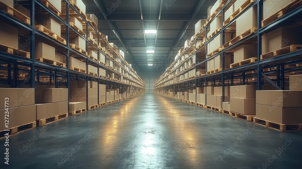 Fototapeta premium inventory system screen in soft ambient light, professional setting, with supply chain routes