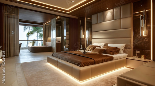Modern bedroom design blending functionality and contemporary aesthetics