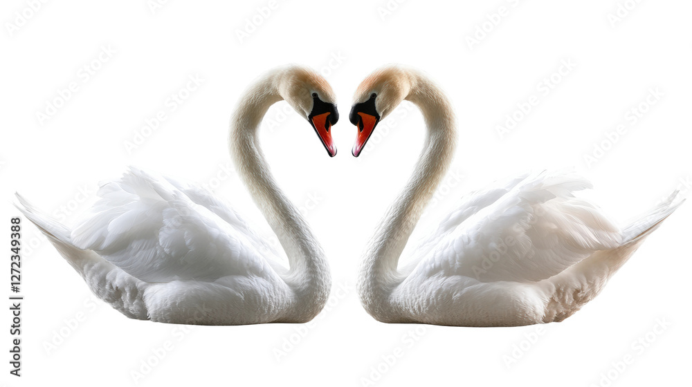 Fototapeta premium Elegant swans forming heart shape nature wildlife close-up
