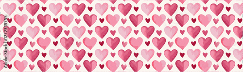 Simple hearts watercolor print. Love themed pattern background vector illustration.