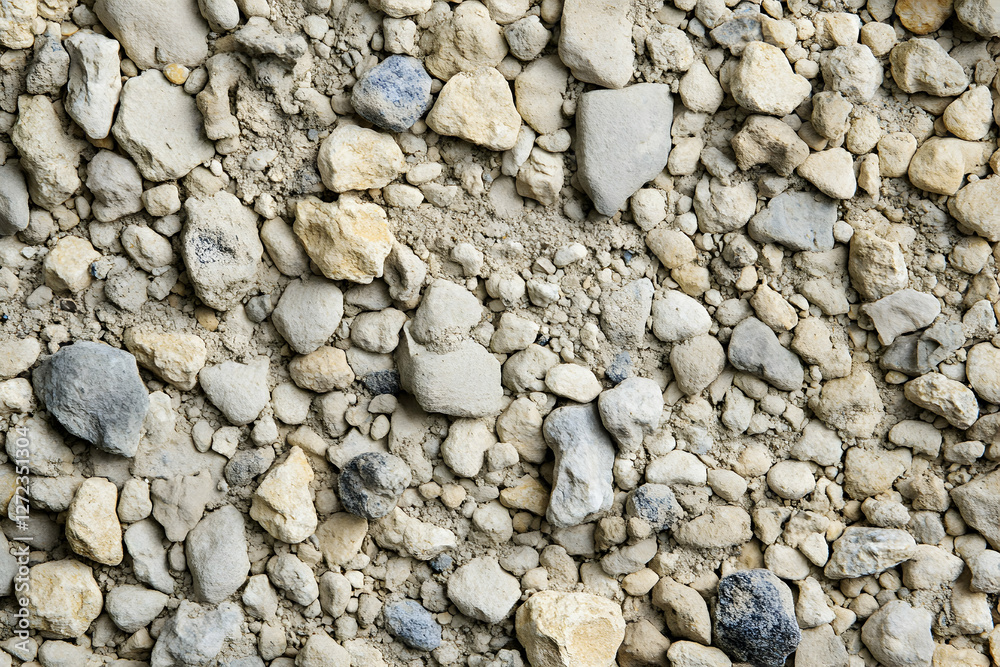 Assorted shapes and sizes of beige pebbles and gravel creating a textured surface perfect for backgrounds and material simulations Assorted shapes and sizes of beige pebbles and gravel creating a textured surface perfect for backgrounds and material simulations