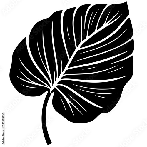 Silhouette of taro leaves