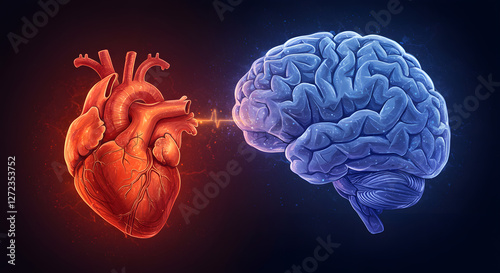 Emotional intelligence abstract representation heart and brain connection emotional awareness psychology photo