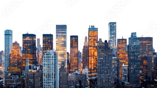 Fototapeta Naklejka Na Ścianę i Meble -  Sunset cityscape view new york city urban skyline evening aerial