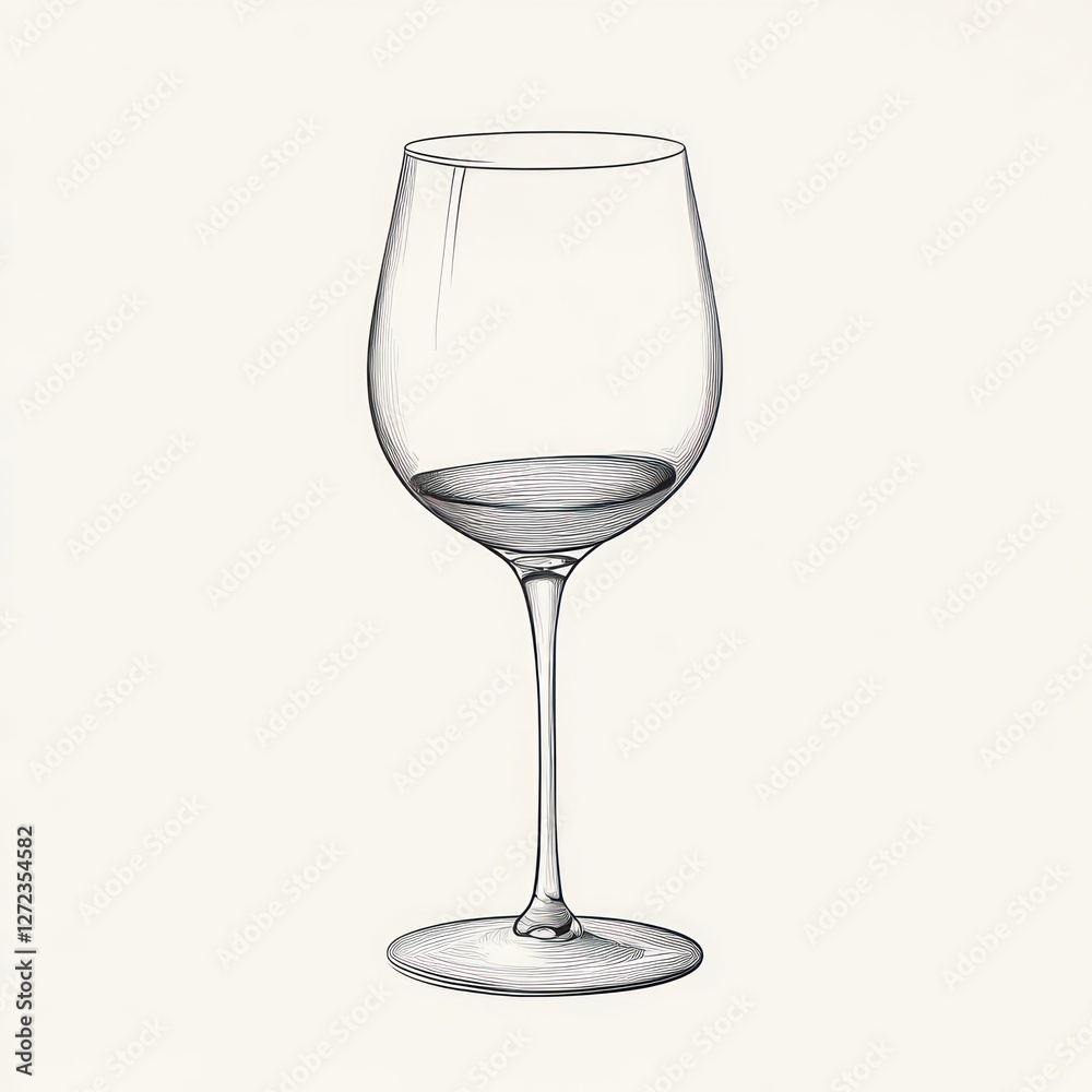 Minimalist line drawing of a wine glass, black and white continuous line art sketch on white background, simple icon for drinks, celebration, party, bar, empty glass illustration Minimalist line drawing of a wine glass, black and white continuous line art sketch on white background, simple icon for drinks, celebration, party, bar, empty glass illustration