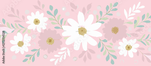 Simple floral pattern vector background