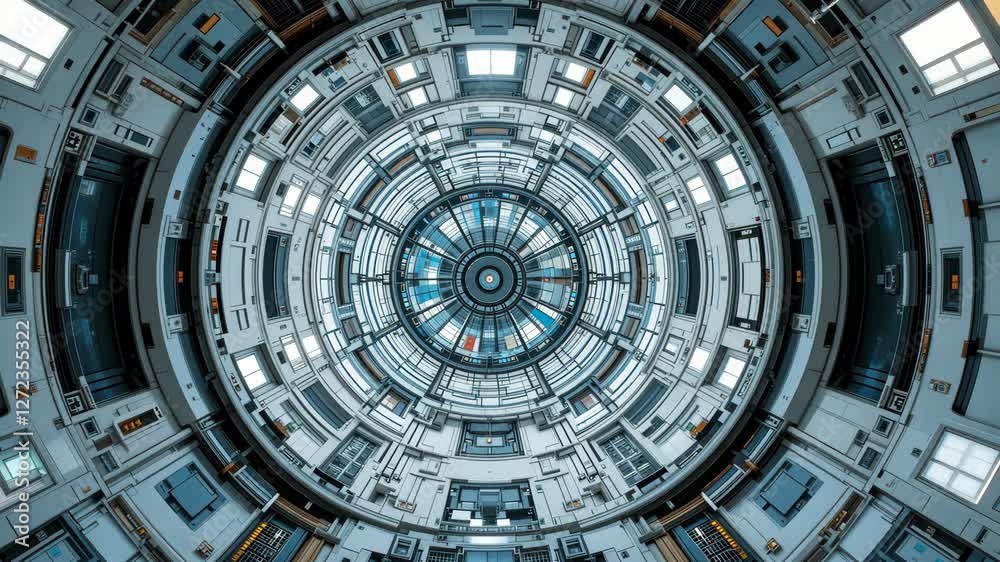 Futuristic Spaceship Interior: A Circular Core of Technology