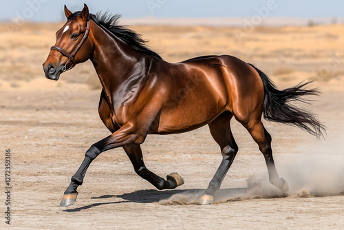 Majestic Bay Horse in Desert Gallop