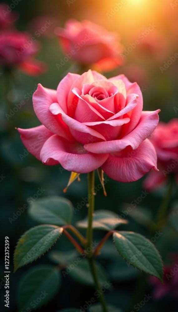 Rose petals shimmer in the soft morning light, flower, bloom Rose petals shimmer in the soft morning light, flower, bloom