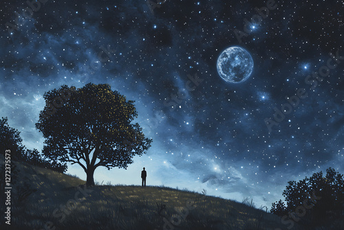 A Solitary Journey into the Vastness of the Night: Stargazing under the Cosmic Tapestry of the Milky Way