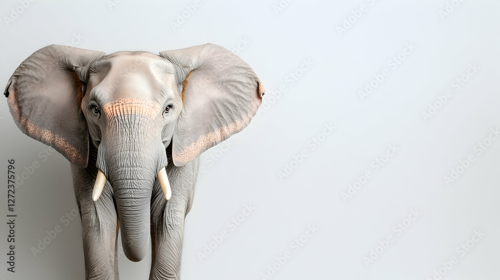 Obraz premium Elephant portrait, studio shot, white background, wildlife conservation