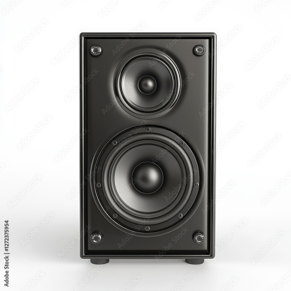 Black Speaker Sound equipment for home audio use. Background is white Black Speaker Sound equipment for home audio use. Background is white