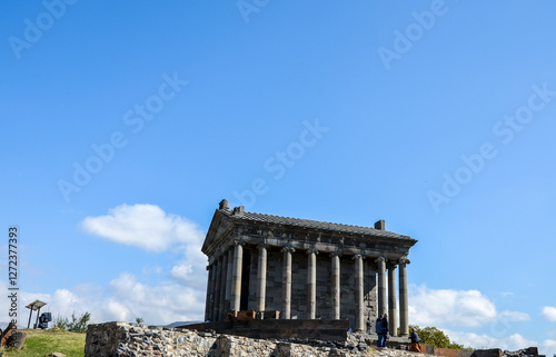 Ancient classical hellenistic Garni Temple ornate stunning Greco-Roman colonnaded offering a remarkable display of cultural significance and architectural heritage in Armenia photo