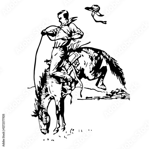 Cowboy riding Bucking Horse 