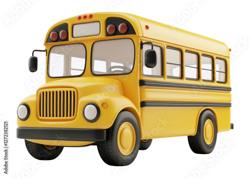 PNG Cute animation cartoon style school bus transportation.