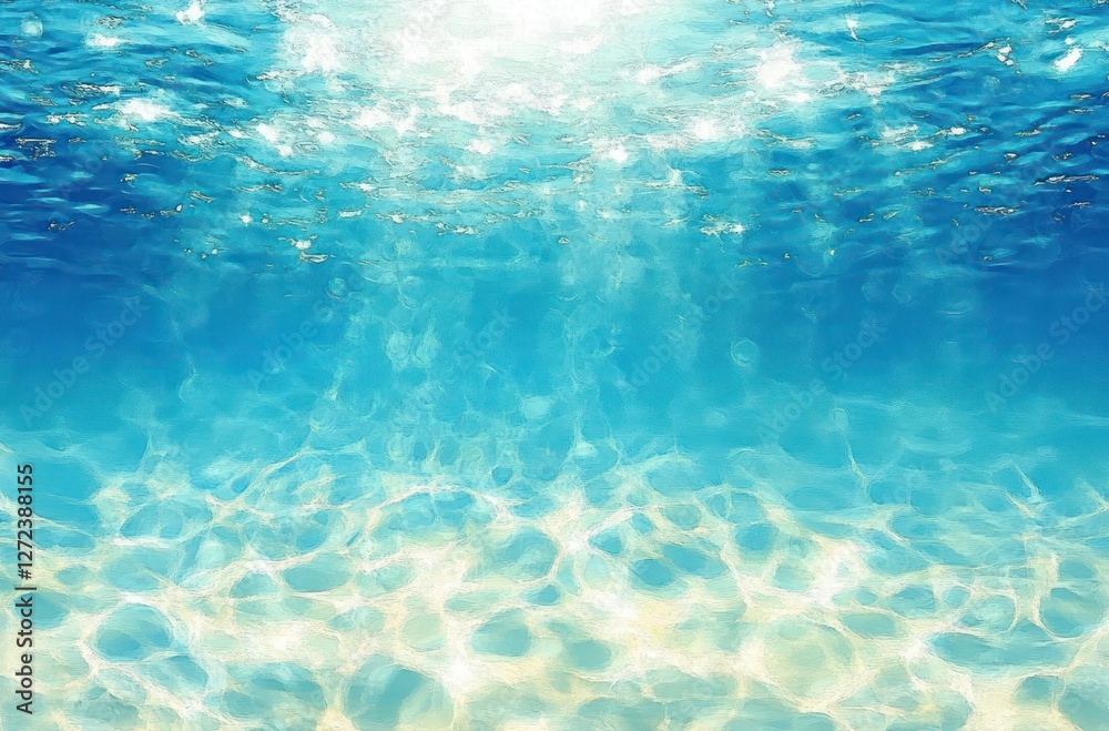 Serene Underwater Landscape with Shimmering Blue Water and Light Reflections Serene Underwater Landscape with Shimmering Blue Water and Light Reflections