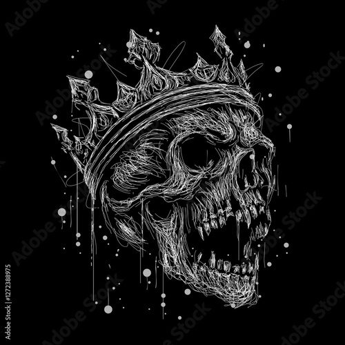 The scribble art illustration of skull image vector is perfect for your printable t-shirt,poster,banner and also suitable for other stuffs