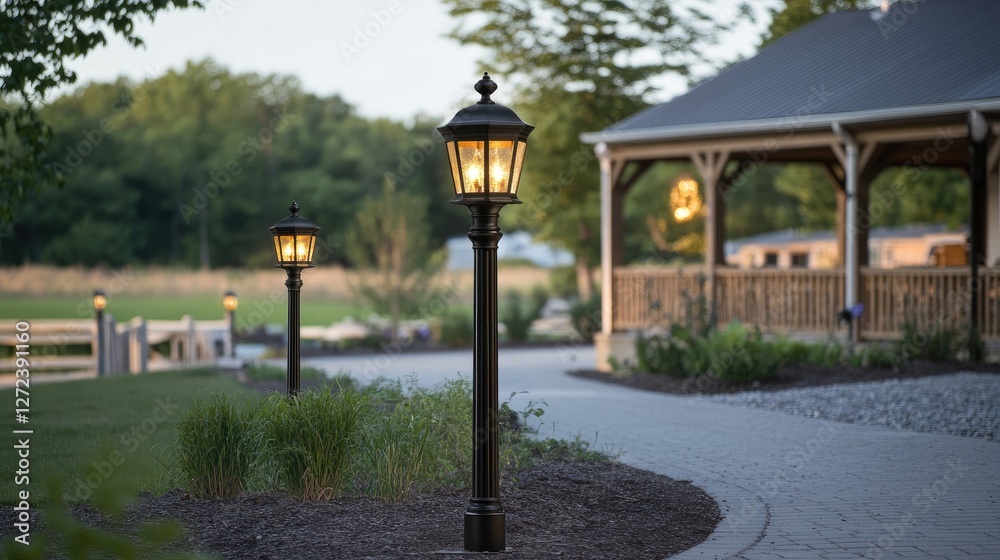 Classic beauty of the CS Post Top Light, illuminating pathways and gardens with elegance. No people, no text. Classic beauty of the CS Post Top Light, illuminating pathways and gardens with elegance. No people, no text.