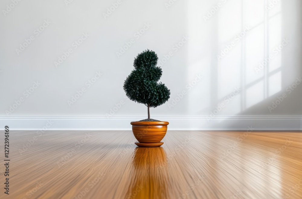 Fototapeta premium Lush Green Potted Plant in Modern Interior with Natural Lighting