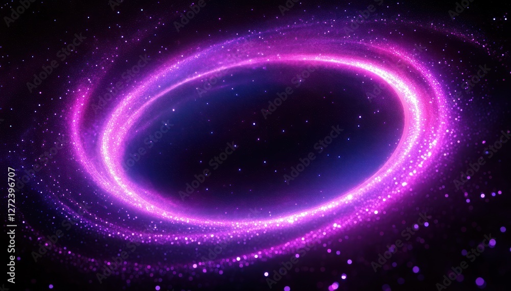 Fototapeta premium Cosmic Purple Light Swirl with Ethereal Nebula in Dark Starry Space