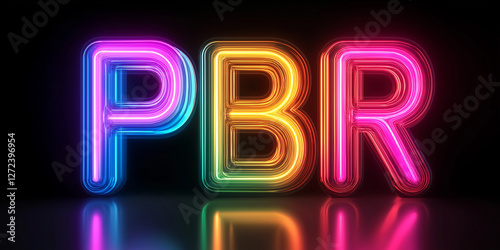 Vibrant pbr neon sign shining in dark background photo