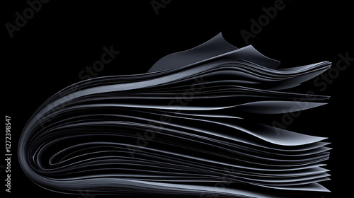 Abstract Illusion of Curving Paper Sheets in the Darkness a Visual Wonder of Shapes and Texture.
