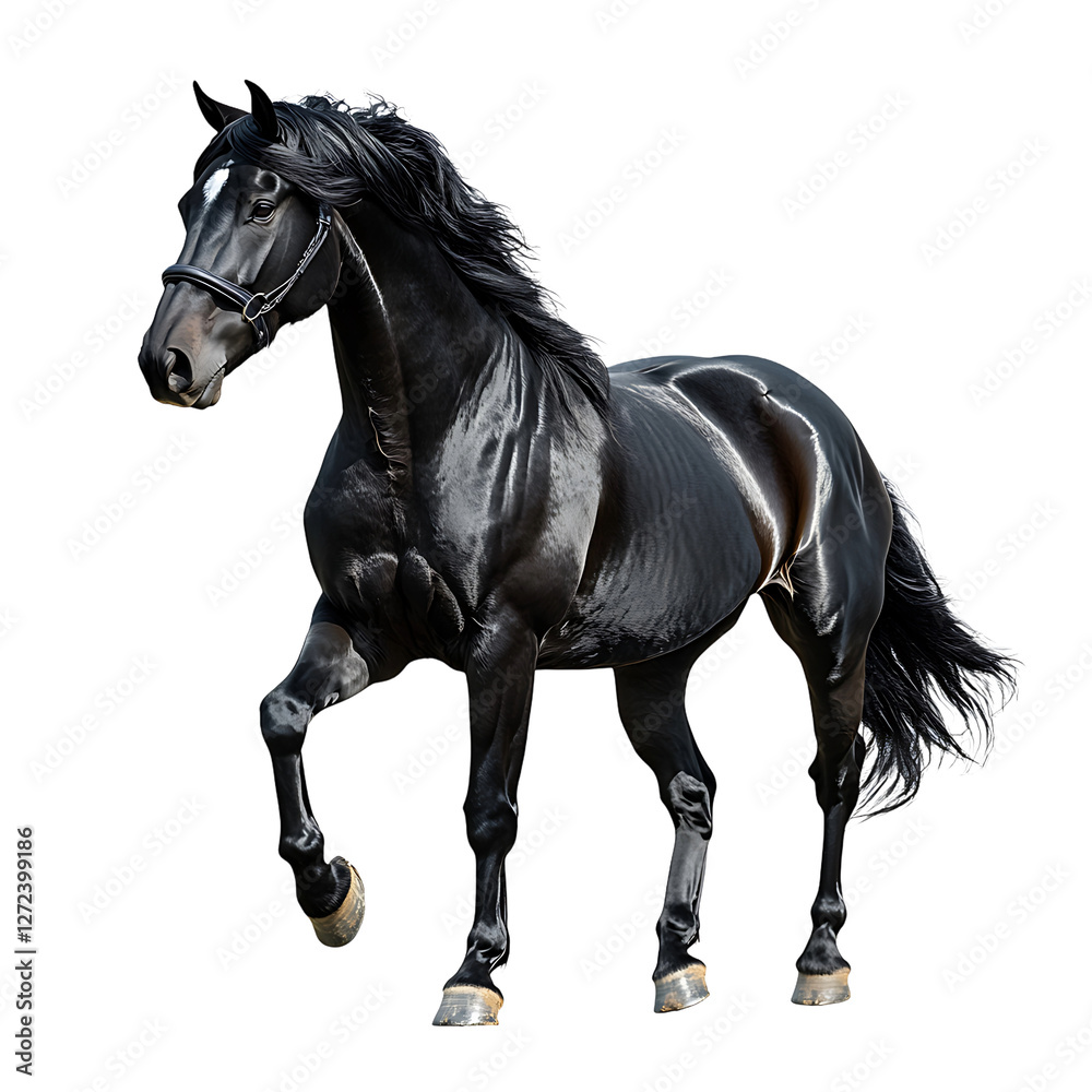 Fototapeta premium Black Horse isolated on transparent background
