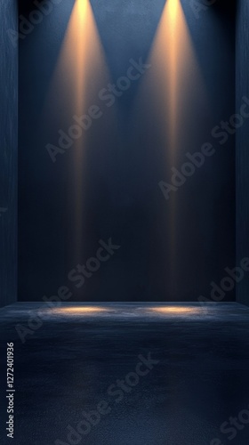 Wallpaper Mural Dramatic lighting in an empty dark blue space creates a sense of mystery and invites exploration Torontodigital.ca
