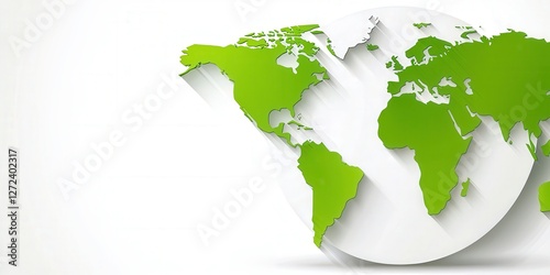 Obraz na płótnie Green world map illustration on white circle background shows environment concepts and global topics w salonie