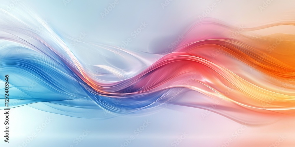 Fluid Abstract: Dynamic waves of vibrant blue red and orange colors merge in a graceful flowing design Fluid Abstract: Dynamic waves of vibrant blue red and orange colors merge in a graceful flowing design