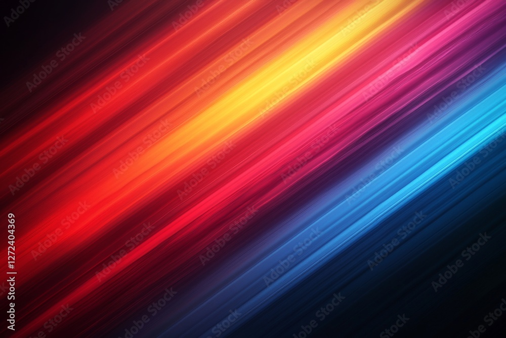 Abstract multicolored lights blend in diagonal bands across a dark backdrop creating a vibrant flow of energy Abstract multicolored lights blend in diagonal bands across a dark backdrop creating a vibrant flow of energy