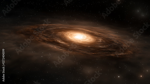 Brown Spiral Galaxy in the Universe Space Cosmic Perspective Dramatic Outer Astronomy Celestial Body. photo