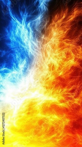 Hot and Cold Flames Swirling, representing duality, power, and balance, for background