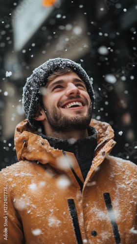 Happy smiling man enjoying ...