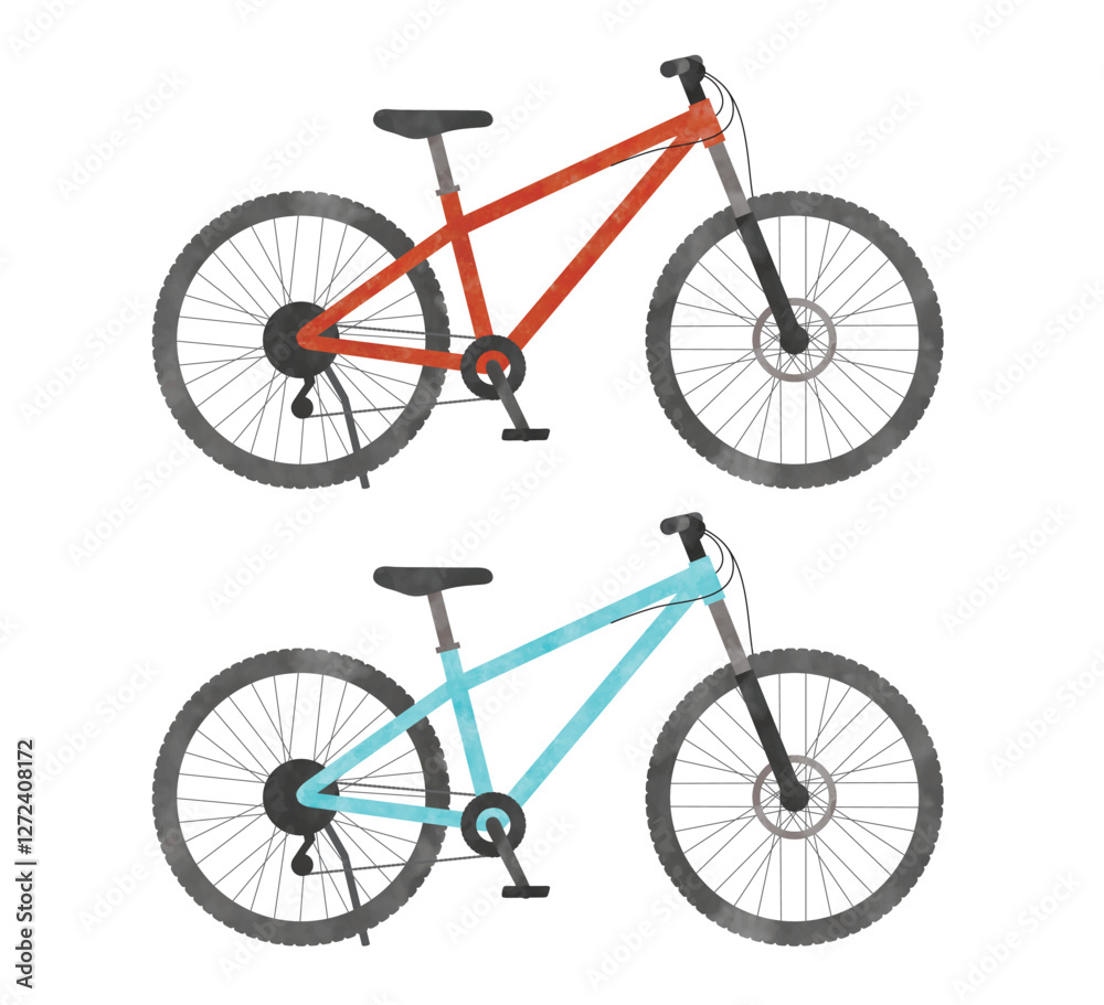 Fototapeta premium マウンテンバイク自転車水彩画2種
