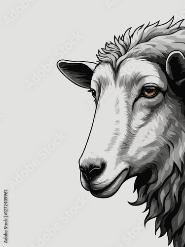 vector illustration of a ewe sheep face sketch illustration room for copy space