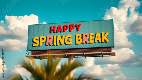 happy spring break written on a billboard