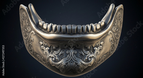 Ornate metallic artisitic lower jaw and lower denture