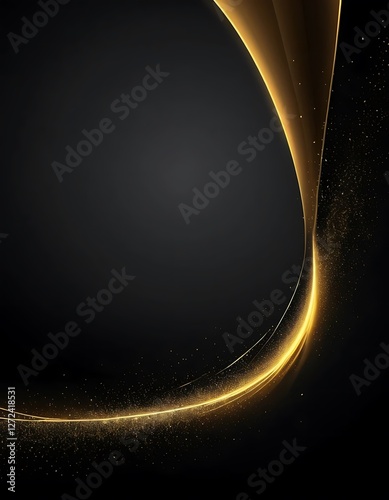 Elegant Golden Ribbon Flowing Against a Dark Backdrop with Sparkling Accents