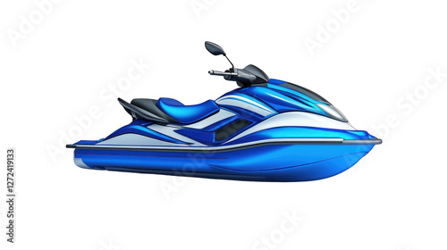 Obraz na płótnie A blue and white jet ski is parked on a white background w salonie