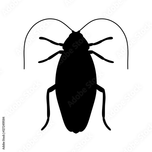 black silhouette of cockroach insect isolated on white background