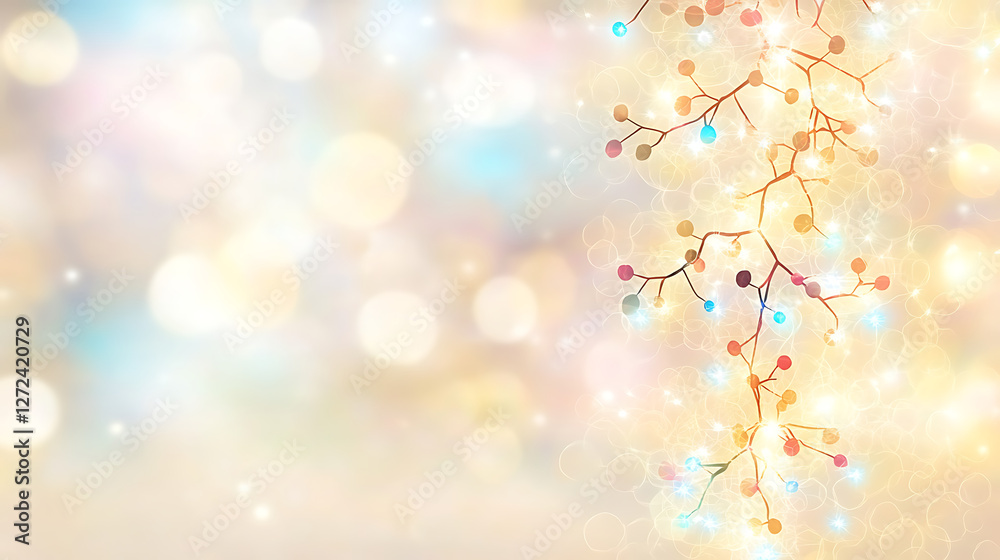 Festive Branches with Colorful Lights on a Dreamy Bokeh Background for Celebratory Occasions. Festive Branches with Colorful Lights on a Dreamy Bokeh Background for Celebratory Occasions.