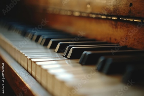 Close-up View of Piano Keys in Minimalist Style with High Contrast Black and White Tones