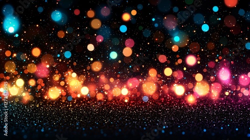 Colorful bokeh lights, festive background, celebration, party
