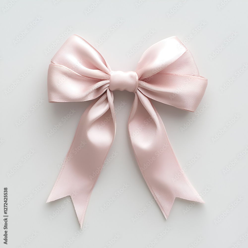 Naklejka premium Elegant pink satin bow, perfect for gift wrapping, decorations, or crafting. Soft, shiny, and delicate