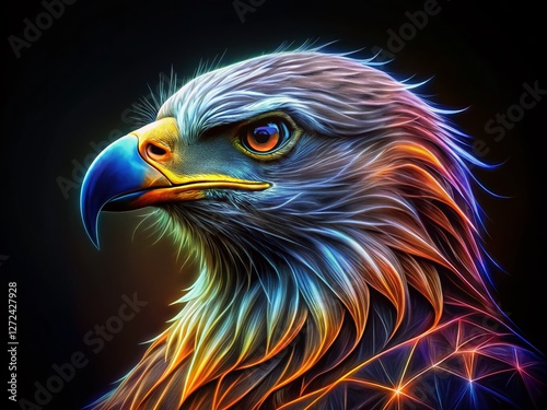 Majestic Eagle Line Art: Low Light, Dramatic Silhouette photo